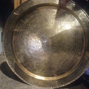 Decorative Brass Serving Tray in Gold Finish